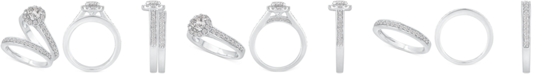 Macy's IGI Certified Diamond Halo Bridal Set (1-3/8 ct. t.w.) in 14k White Gold